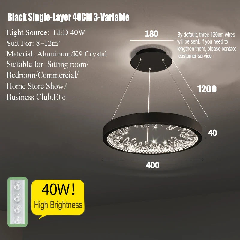 Lustre moderne en cristal avec éclairage LED pour villa de luxe