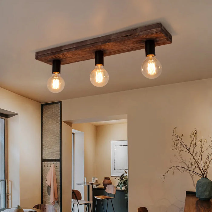 Lustre en bois massif Vintage Creative pour Restaurant Salon Couloir Café
