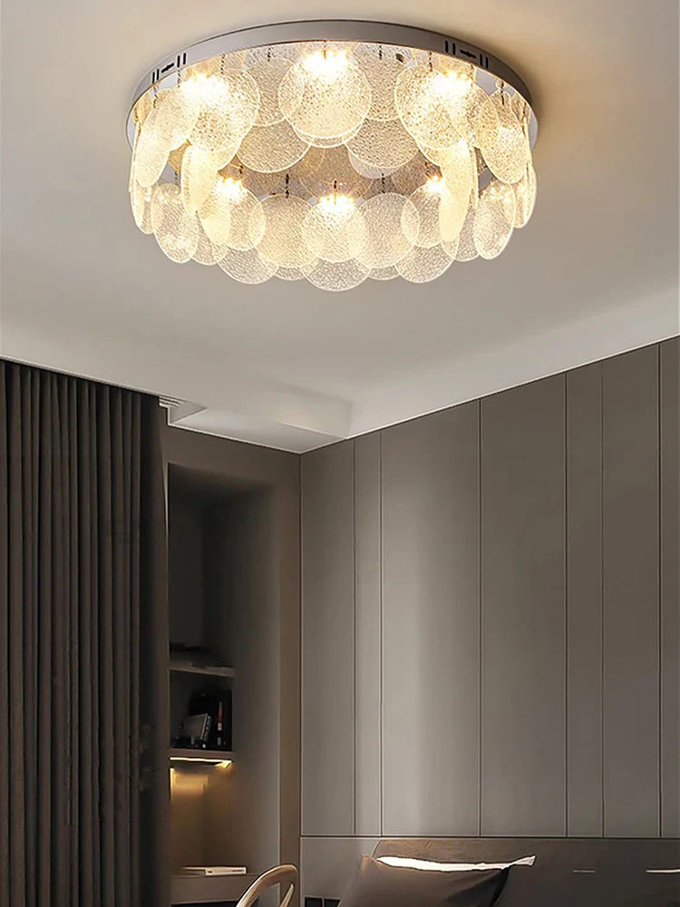 Plafonnier Moderne en Verre Chromé - Lustre Décoration 2024 de Style Élégant