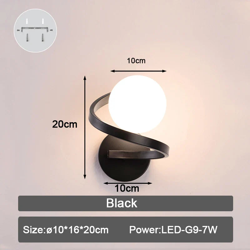 Applique murale LED en verre givré pour intérieur