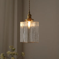 Suspension japonaise vintage en verre et laiton LED