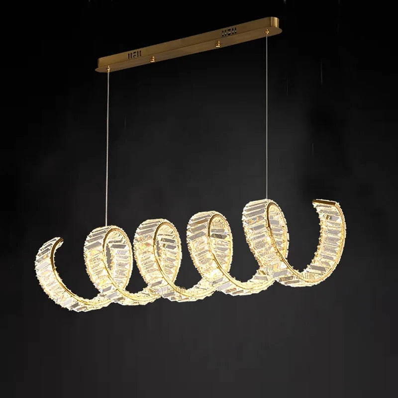 Lustre LED Spirale Dorée au Design Moderne - Lumière Élégante