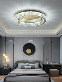 Lustre Luxe en Or et Argent avec LED Dimmable Rond