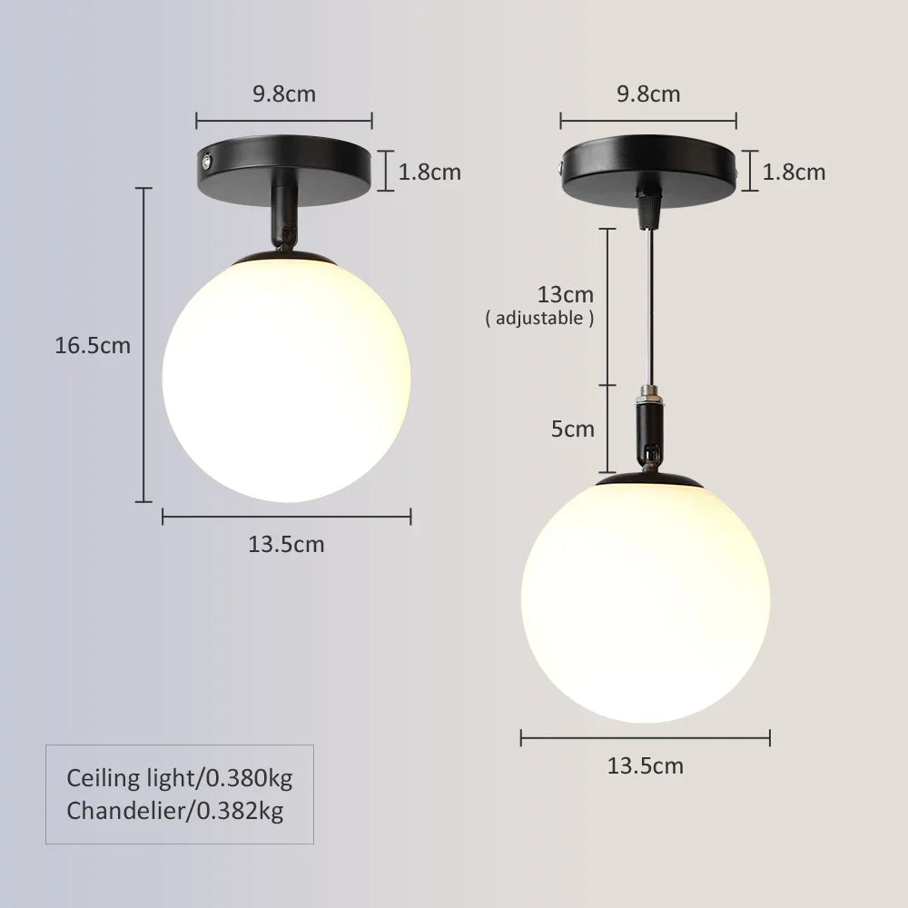 Plafonnier en verre rond nordique minimaliste moderne