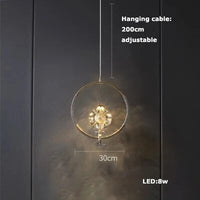 Lustre LED en Cuir et Verre