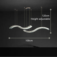 Lustre Moderne en Cristal et Acier Inoxydable - Longue Bande Luxueuse