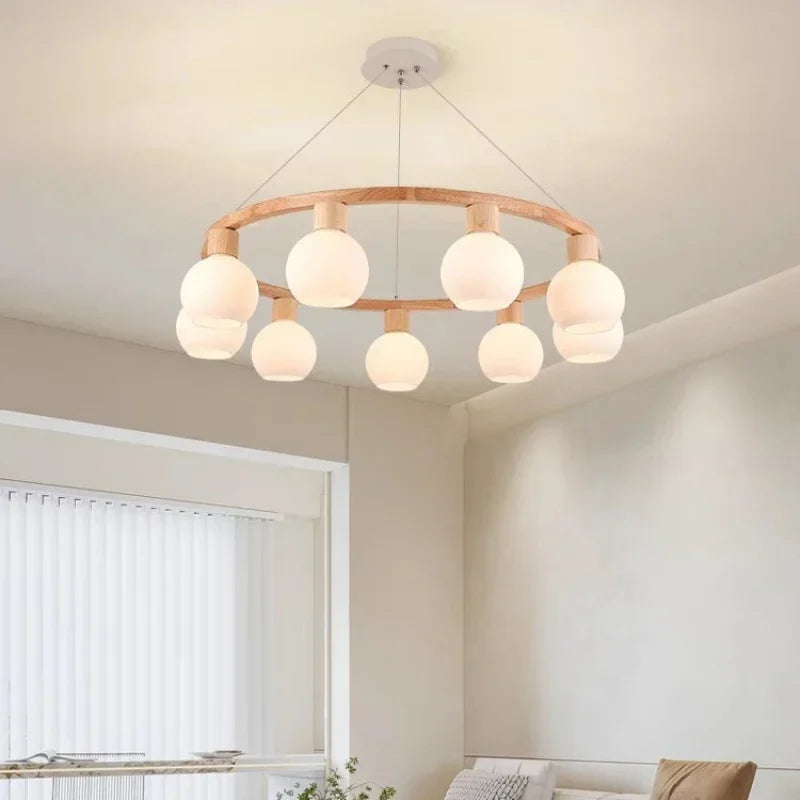Lustre moderne en bois massif pour restaurant