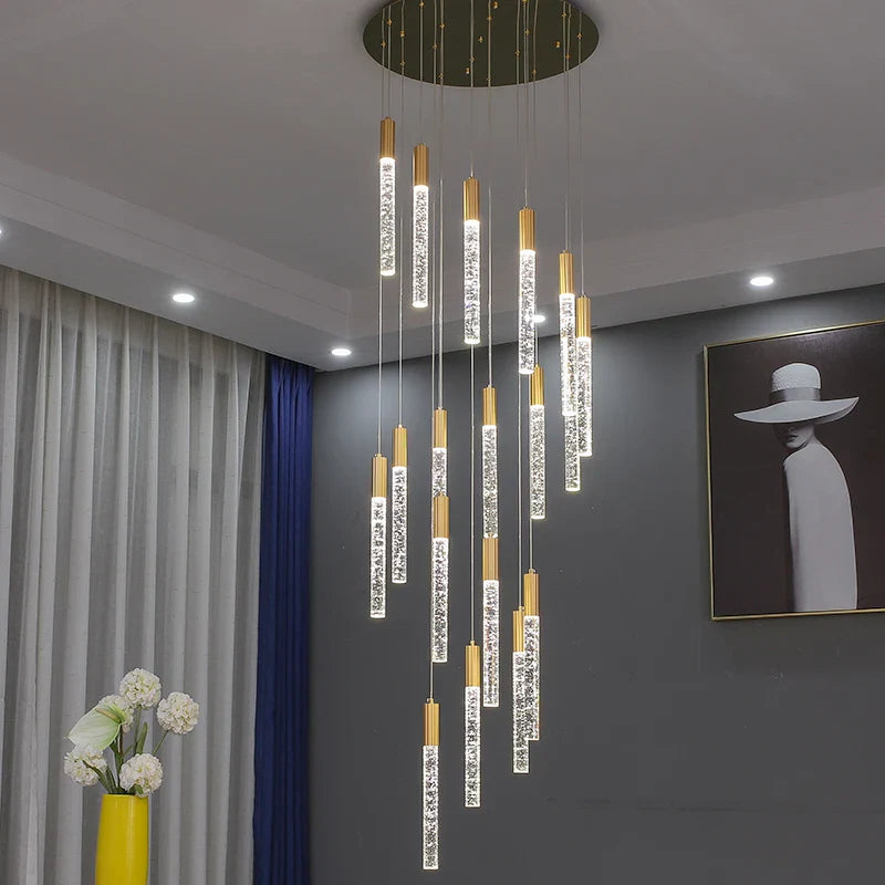 Lustre en cristal design cylindrique - Élégance lumineuse