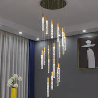 Lustre en cristal design cylindrique - Élégance lumineuse