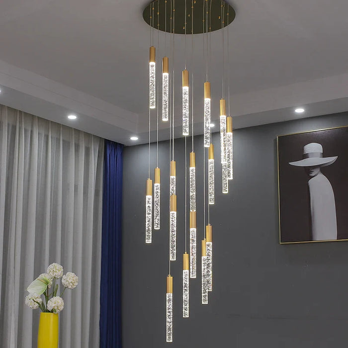 Lustre en cristal design cylindrique - Élégance lumineuse