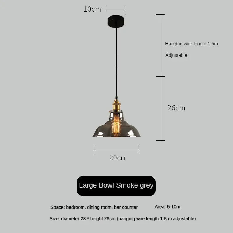 Suspension vintage en verre fumé pour restaurant loft