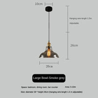 Suspension vintage en verre fumé pour restaurant loft