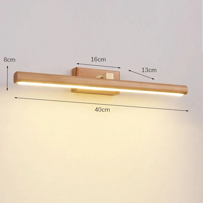 Applique murale scandinave en noyer noir avec éclairage LED pour miroir