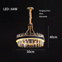 Lustre en cuir LED Cristal Luxueux Rond Suspendu Moderne - Élégance Brillante