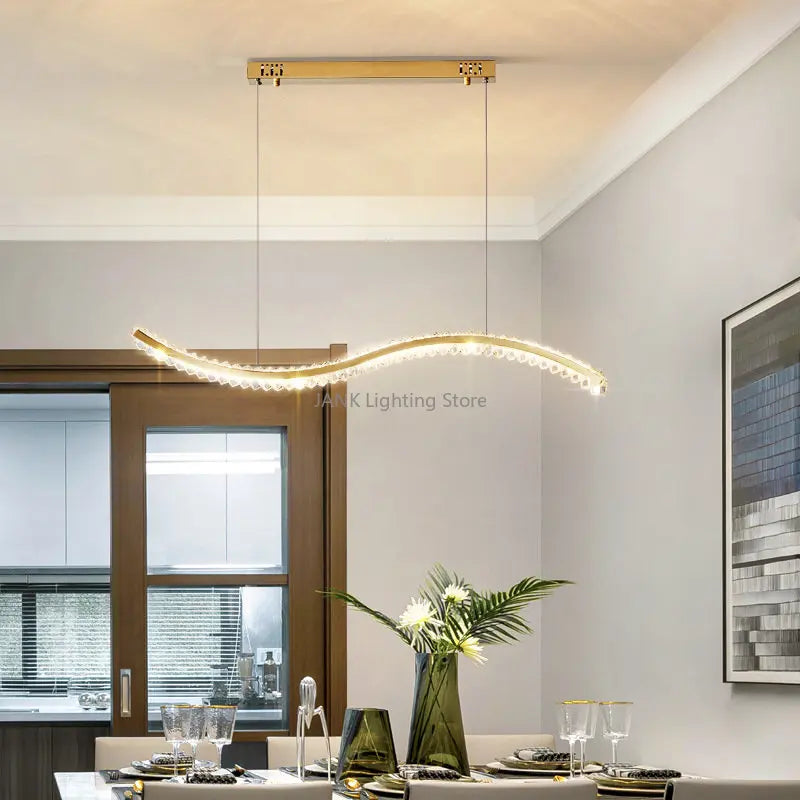 Lustre LED Moderne en Cristal de Luxe en Forme de S - Éclat Brillant
