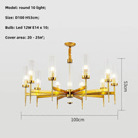 Lustre Noble en Métal Or et Verre LED