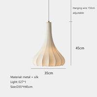 Suspension en soie nordique Wabi Sabi pour Bar Restaurant - Lampe LED élégante pour salle à manger, chambre ou appartement