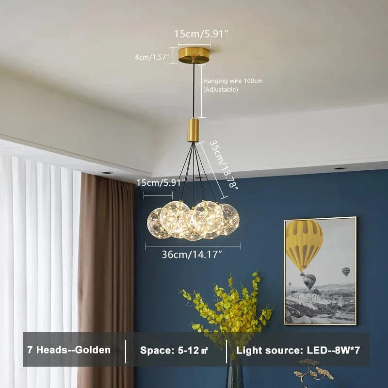 Lampe suspendue LED en verre transparent - Design moderne et réglable en hauteur