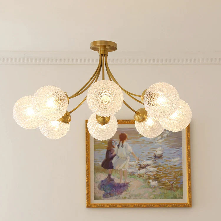 Plafonnier doré de luxe avec boules - Style américain
