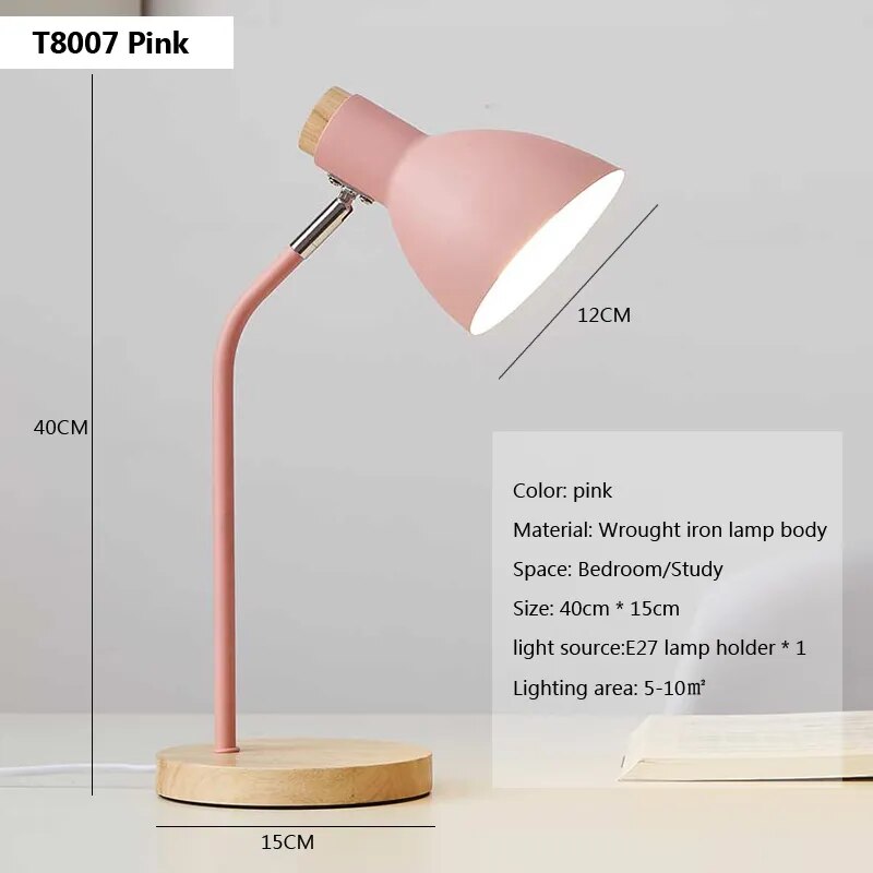 Lampe de table LED pour enfants en bois et fer forgé.