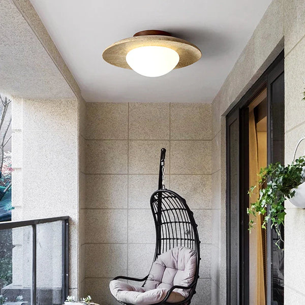 Plafonnier Japon Wabi Sabi en Pierre Naturelle
