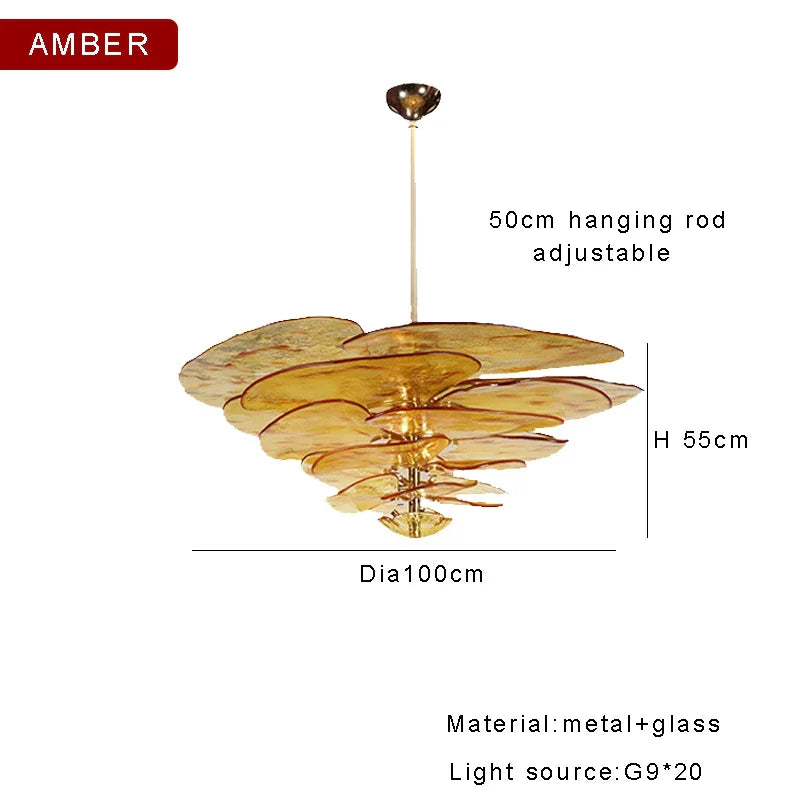 Lustre rétro led de luxe en verre coloré