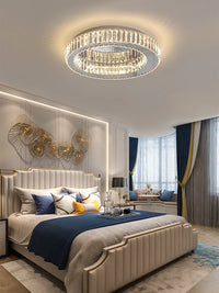 Lustre Luxe en Or et Argent avec LED Dimmable Rond