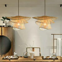 Lustre LED en bambou rotin créatif pour une décoration intérieure tendance