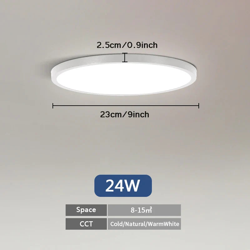 Plafonnier LED Ultra Mince - Forme Ronde & Carrée
