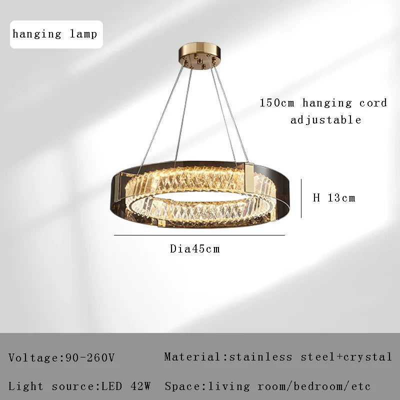 Plafonnier Luxe LED Cristal Rond pour Décoration Intérieure