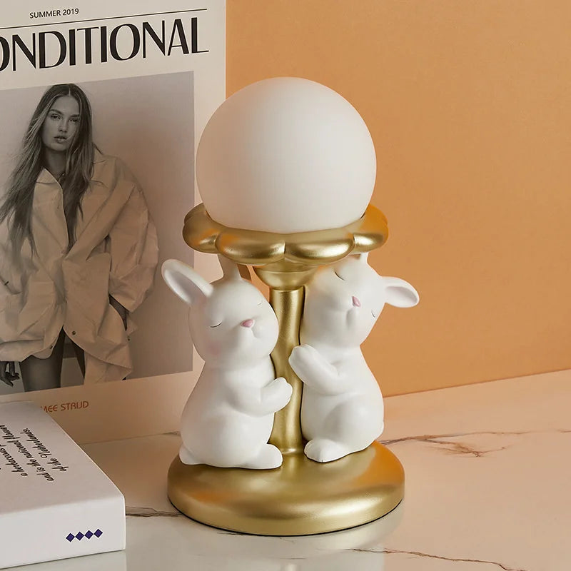 Lampe de bureau nordique kawaii Lapin en Résine