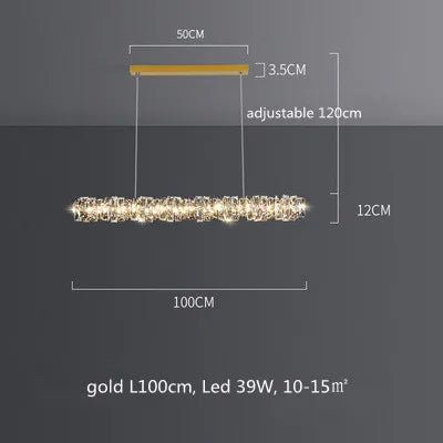 Lustre Moderne en Cristal K9 avec Suspension et Télécommande Dimmable