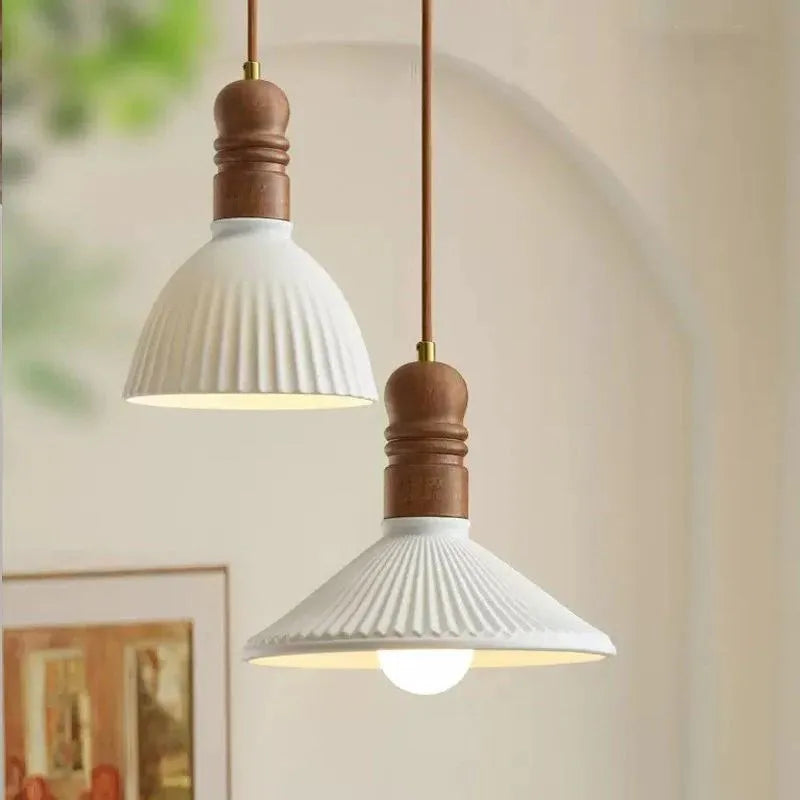 Suspension LED nordique en bois massif et céramique de haute qualité