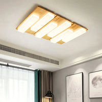 Plafonnier LED Bois Véritable Moderne - 4/6/9 Têtes Luminaire Intérieur