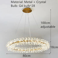 Lustre en cristal Fleur Luminaire de Luxe avec Anneaux Ronds - Collection Élégance Cristalline