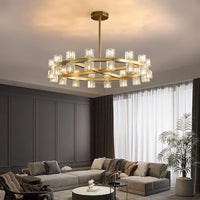 Lustre LED en cuivre et cristal - Luxe et Modernité