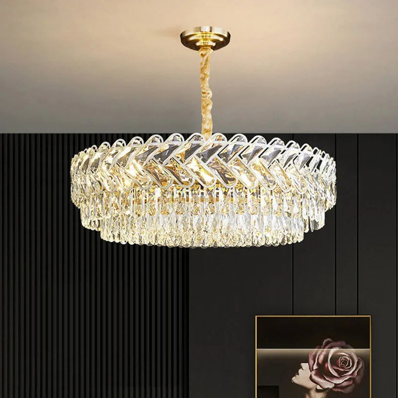 Lustre LED Moderne de Luxe en Cristal pour Salon et Salle à Manger