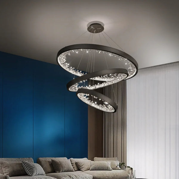 Lustre moderne en cristal avec éclairage LED pour villa de luxe