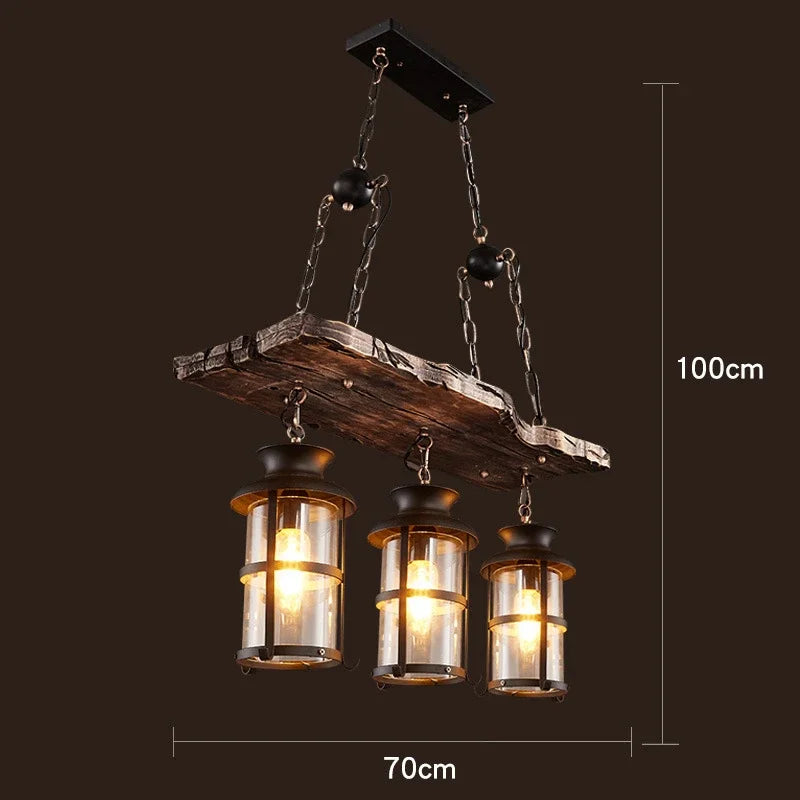 Lustre LED rétro industriel antique LOFT Bar Vintage Art bois E27