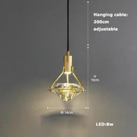Lustre LED en Cuir et Verre