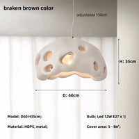 Lustre LED design en suspension nordique Wabi Sabi irrégulier