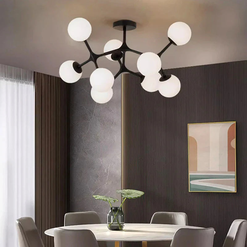 Lustre nordique en verre boule décorative - Suspension luminaire