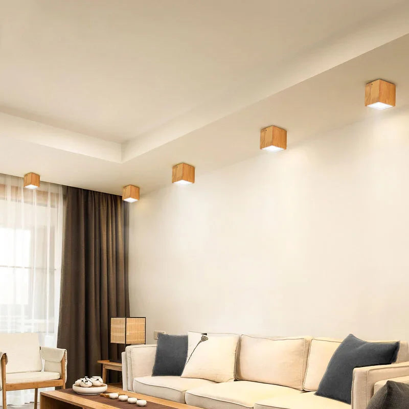 Plafonnier LED Carré en Bois Nordique Nordic Glow - Downlight