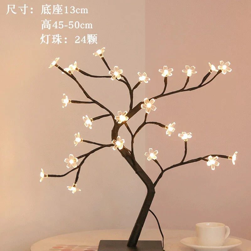 Lampe de table LED Nordique Cherry Blossom Crystal Veilleuse