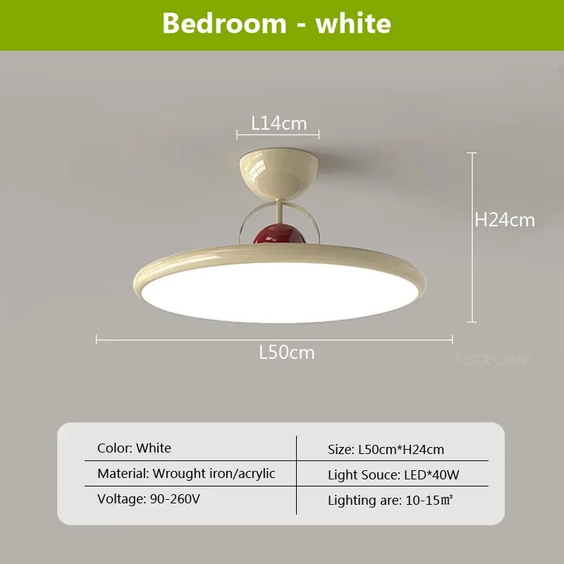 Plafonnier LED nordique crème avec design soucoupe volante