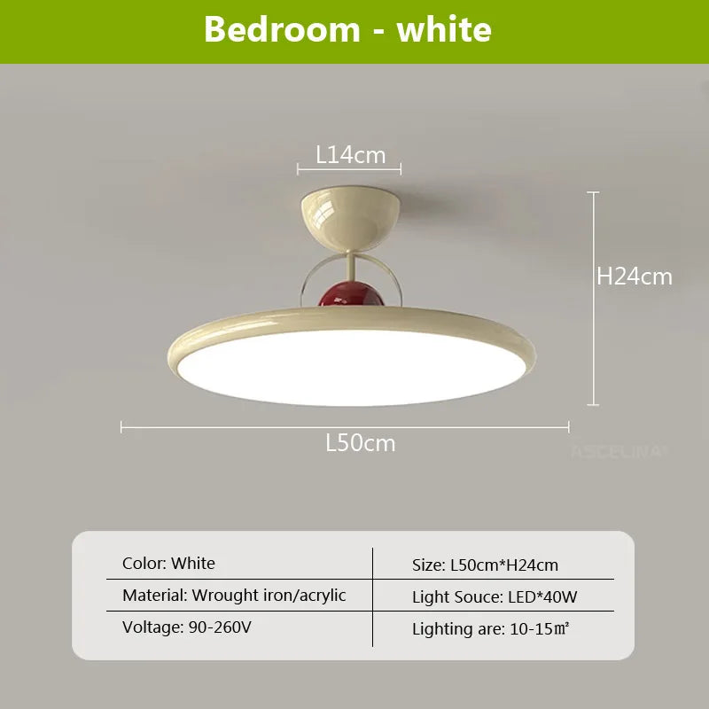 Plafonnier LED nordique en fer crème avec soucoupe volante - Édition Spéciale