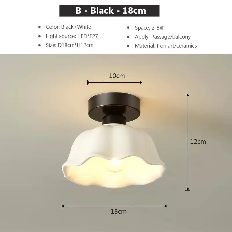 Plafonnier LED Crème en Céramique et Verre