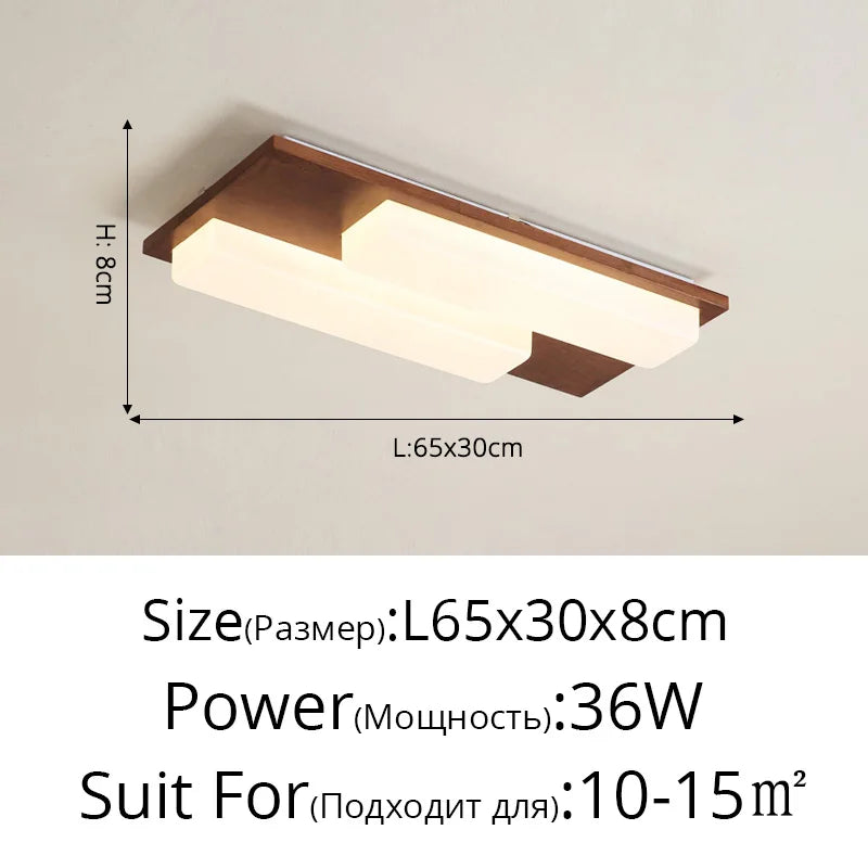 Plafonnier LED Bois Véritable Moderne - 4/6/9 Têtes Luminaire Intérieur