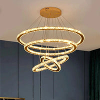 Lustre Moderne en Cristal avec Éclairage LED Intérieur Suspendu