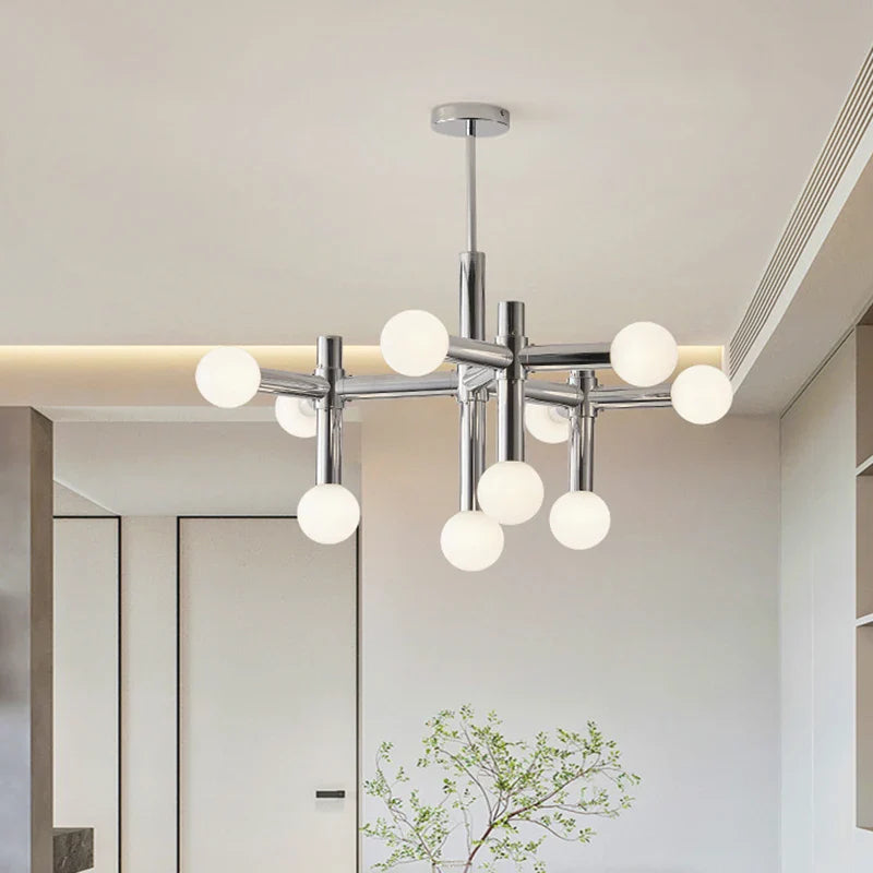 Lustre en métal chromé au style designer art décor - Nouveauté !
